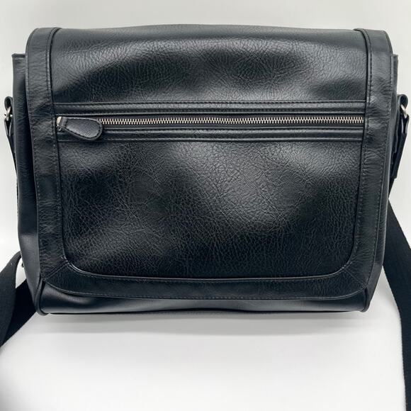 ALDO Leather Messenger Bag, Briefcase, Unisex Black - Picture 4 of 12